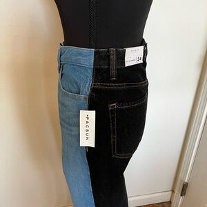 PacSun Two-Tone Blue and Black Split Denim Jeans